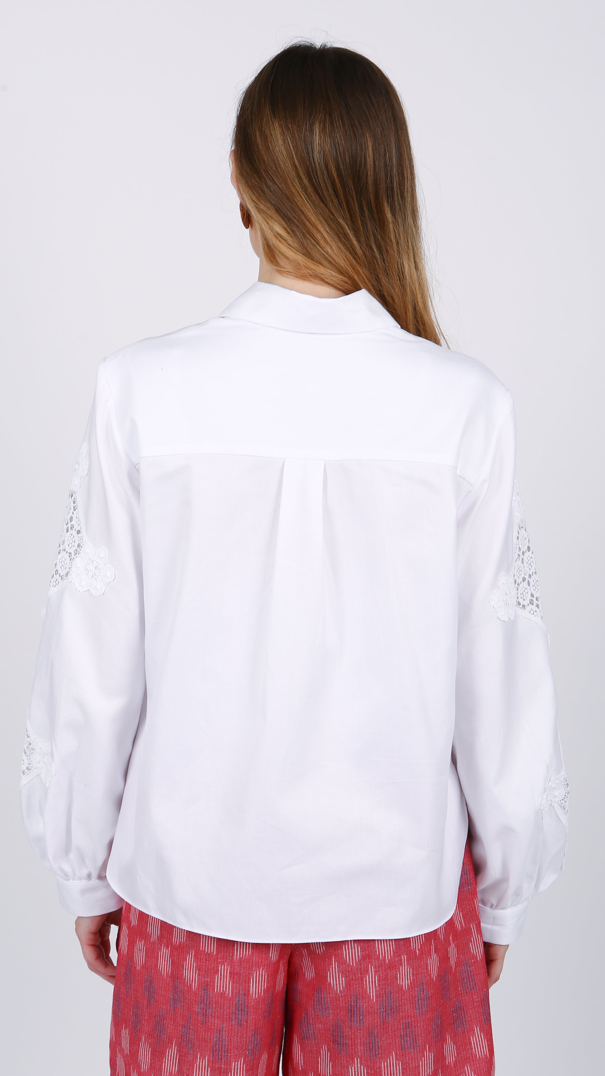 white cotton Lace Detail Shirt