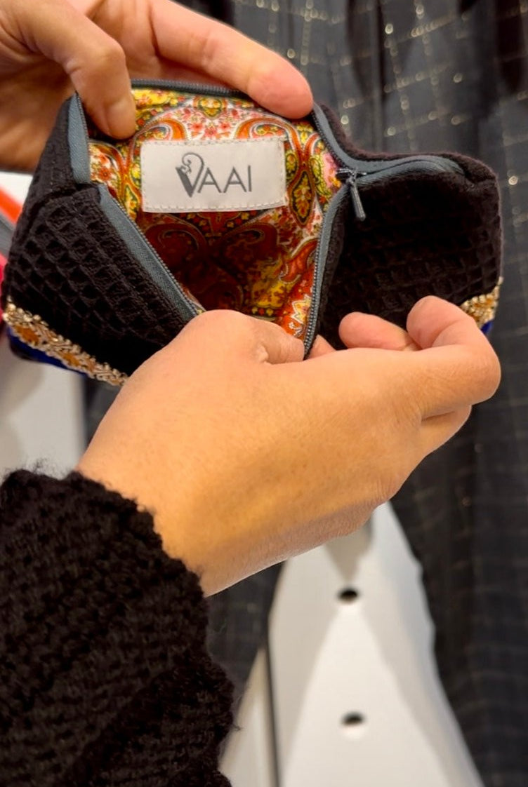 Clutch Travel Makeup Bag orange blue gold green