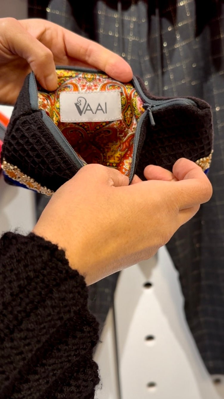 Clutch Travel Makeup Bag orange blue gold green