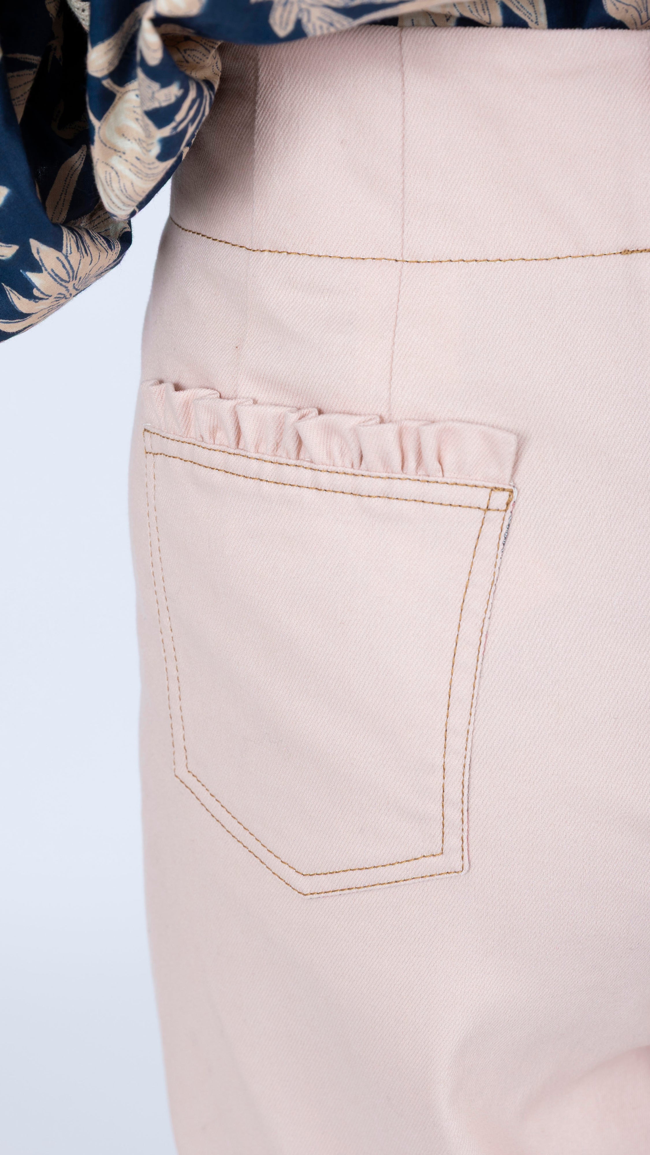 pink denim high waisted trousers