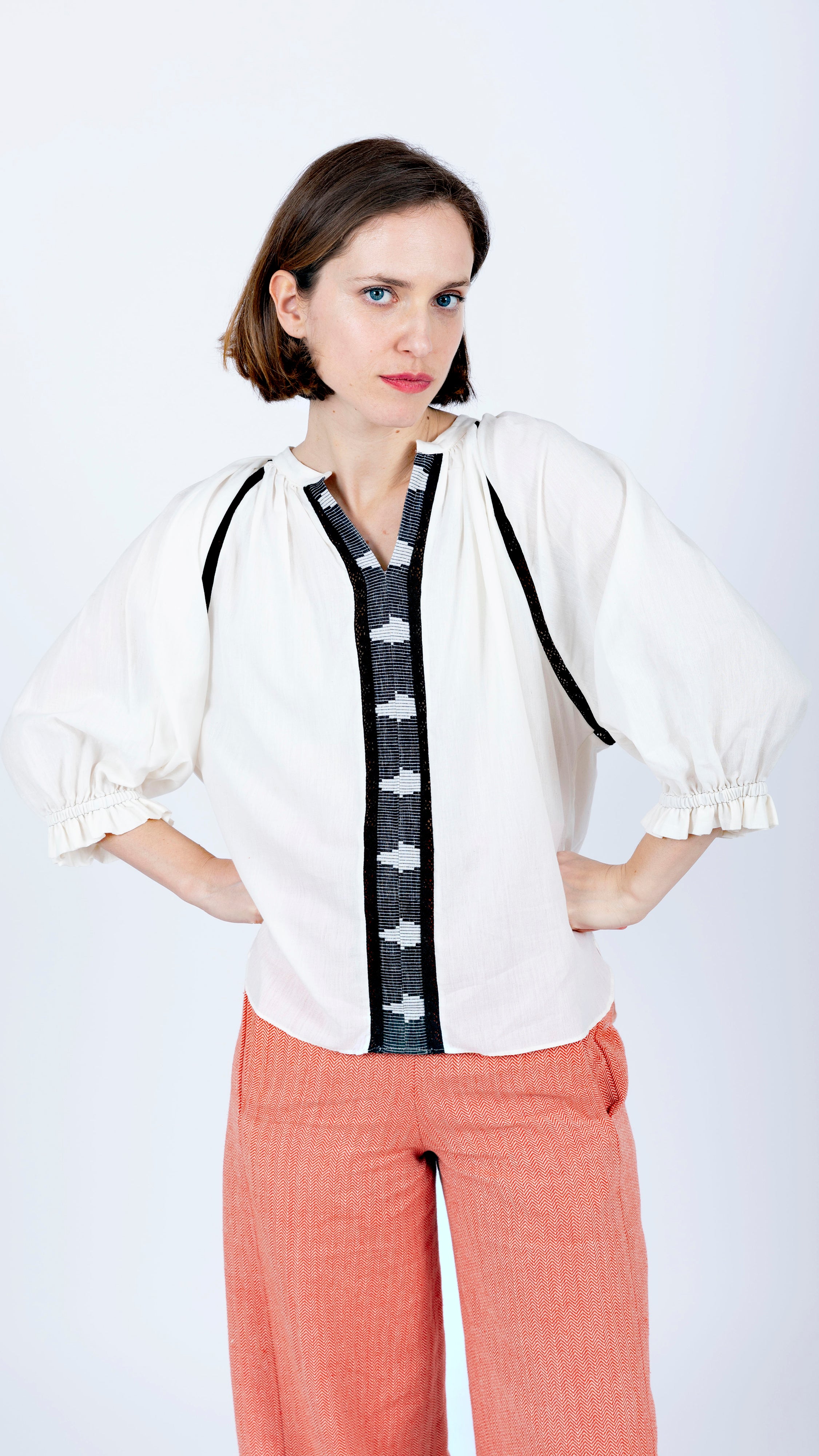 boho crochet lace Kaftan Cotton Top Off White