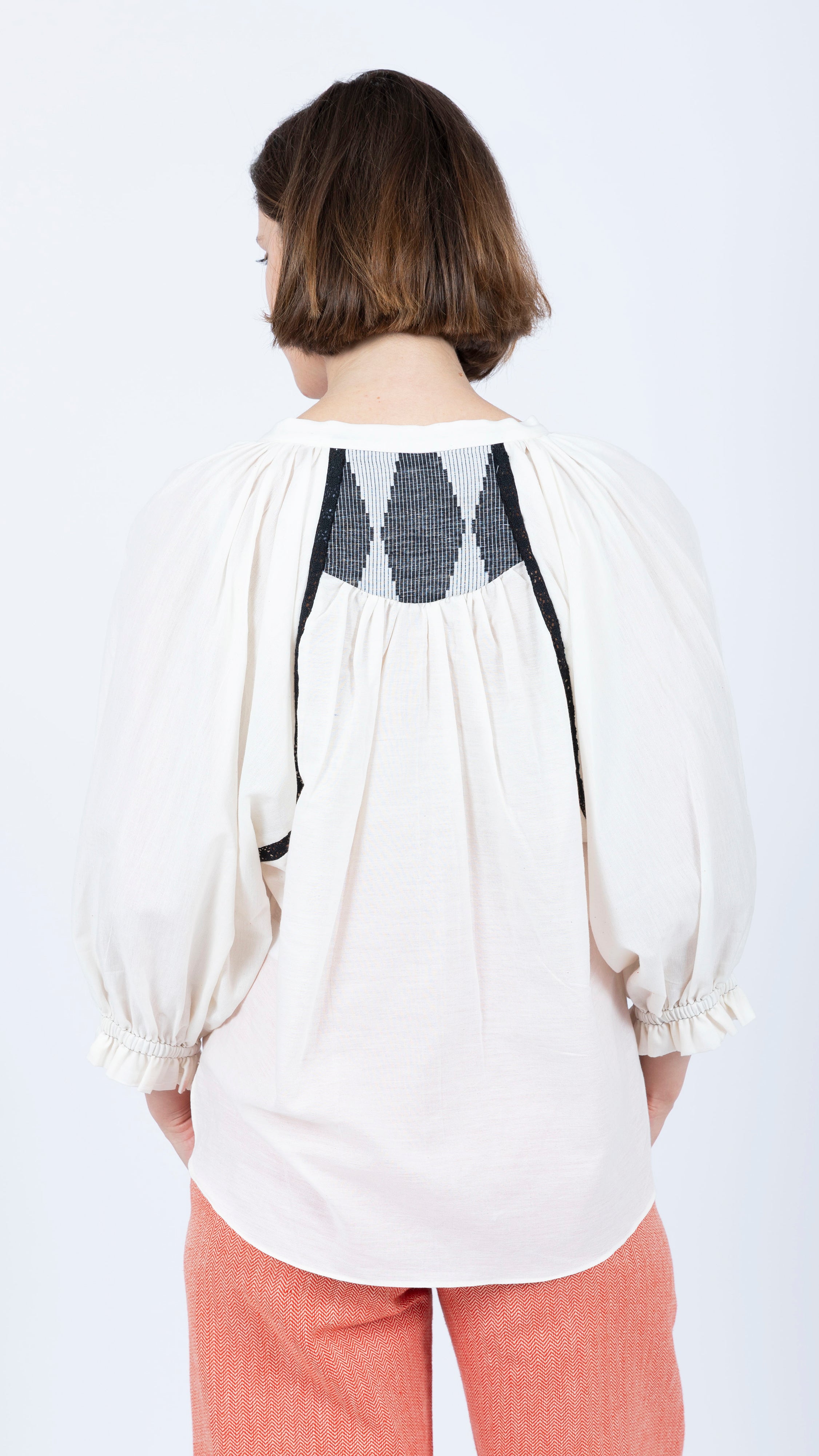 boho crochet lace Kaftan Cotton Top Off White