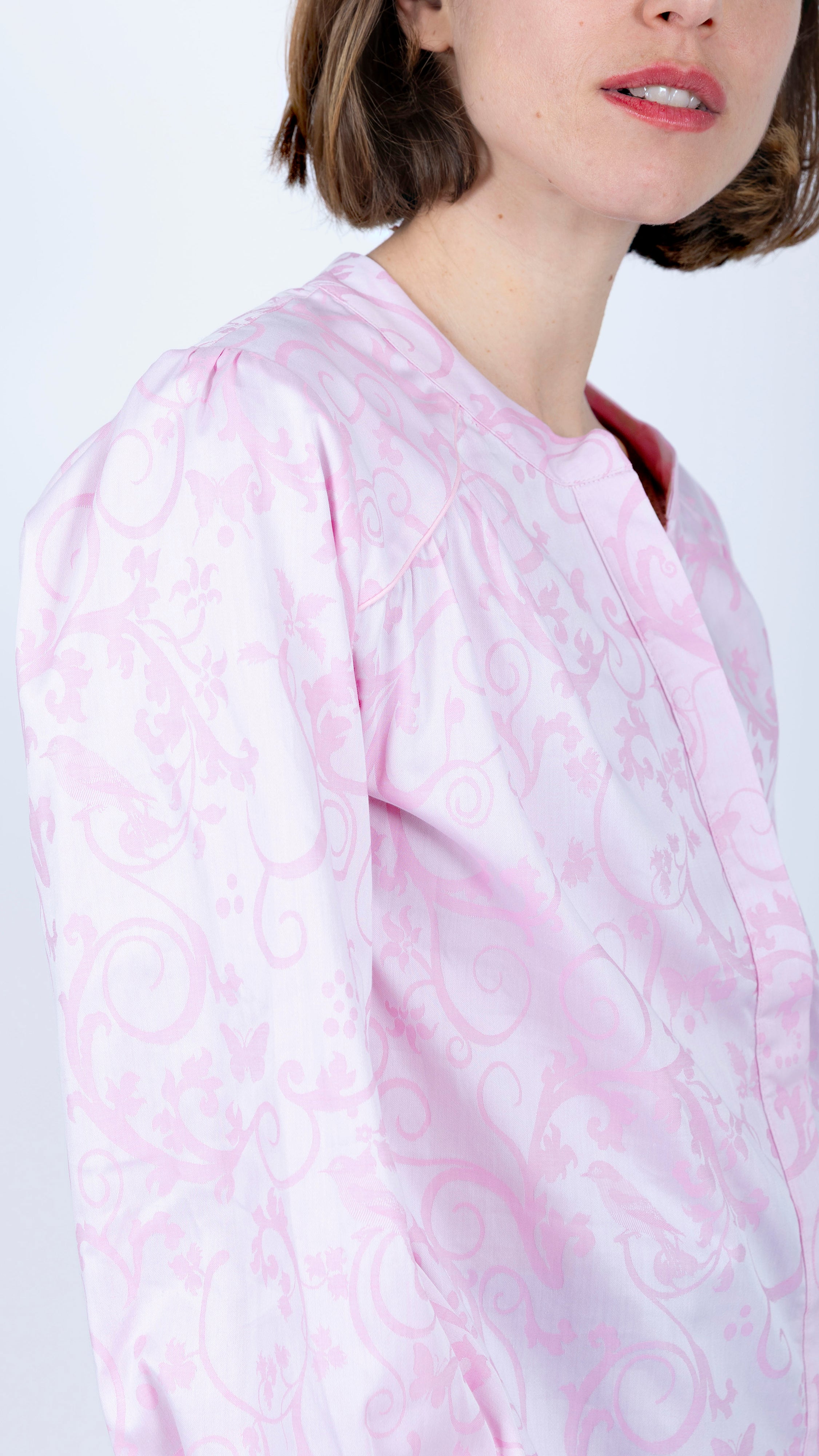 Cotton Brocade Double Cuff pink shirt