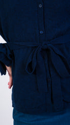 cashmere wool Collared Shirt Cardigan Blue