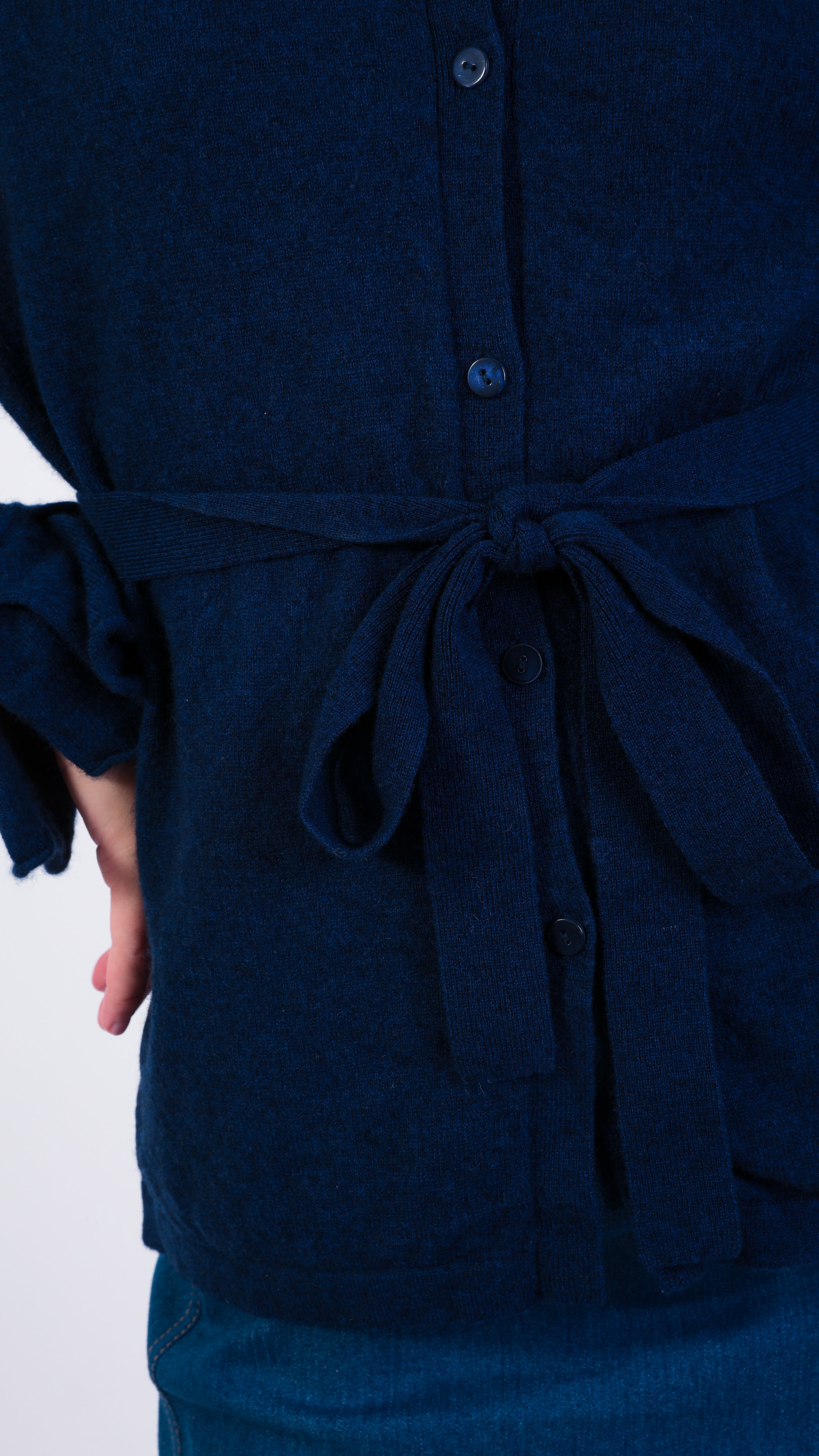 cashmere wool Collared Shirt Cardigan Blue