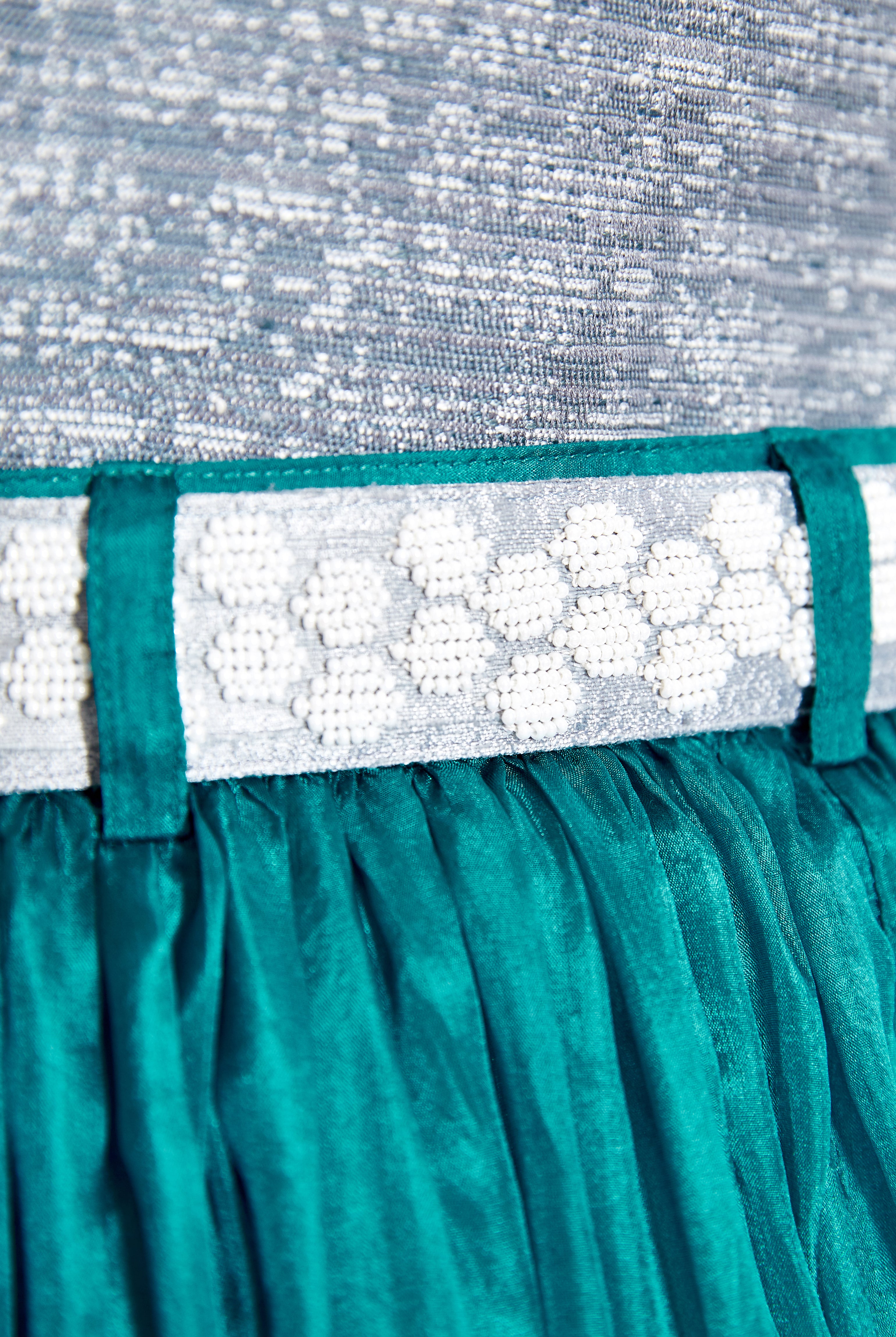 grey white Embellished Silk Belt