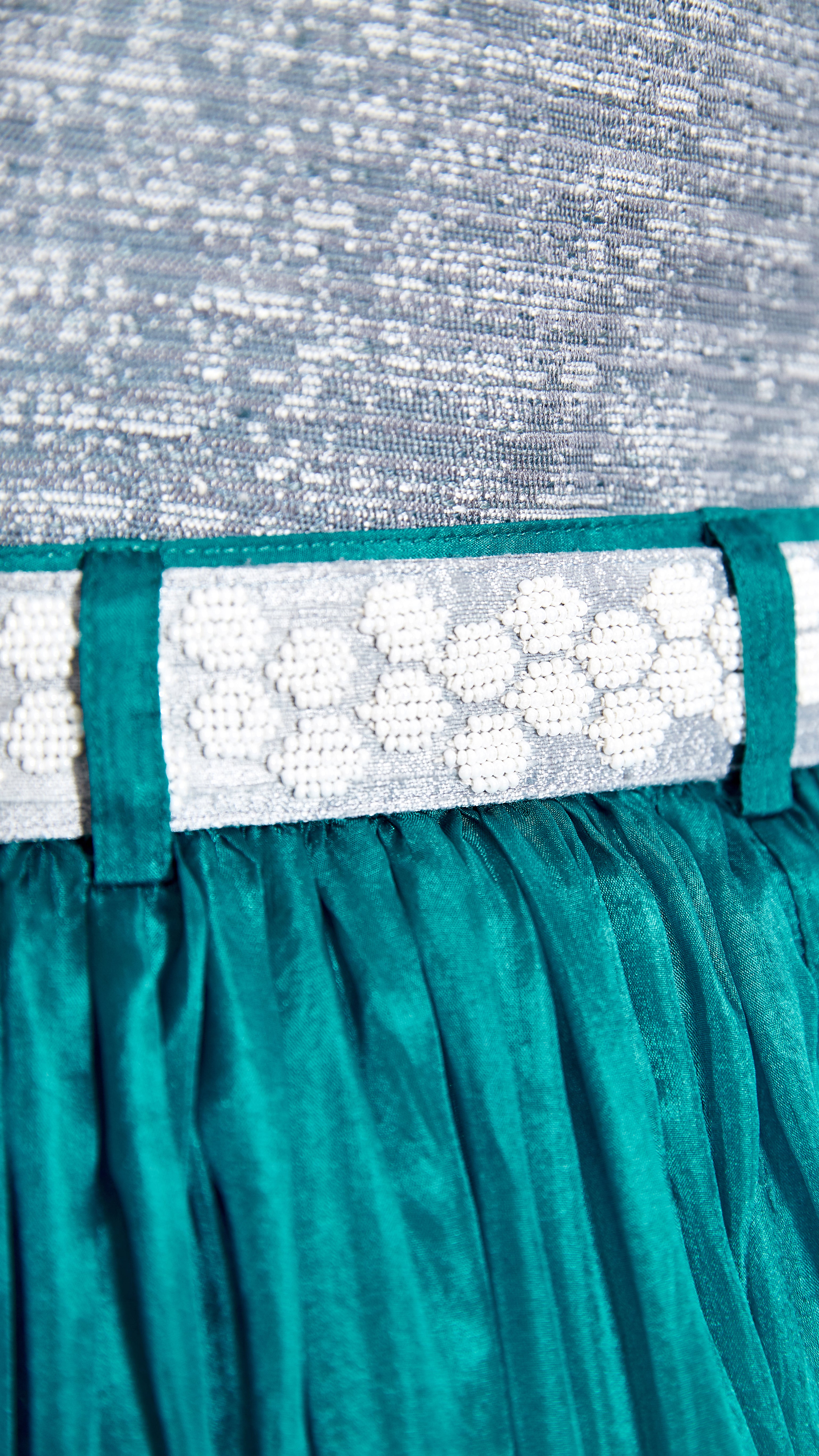 grey white Embellished Silk Belt