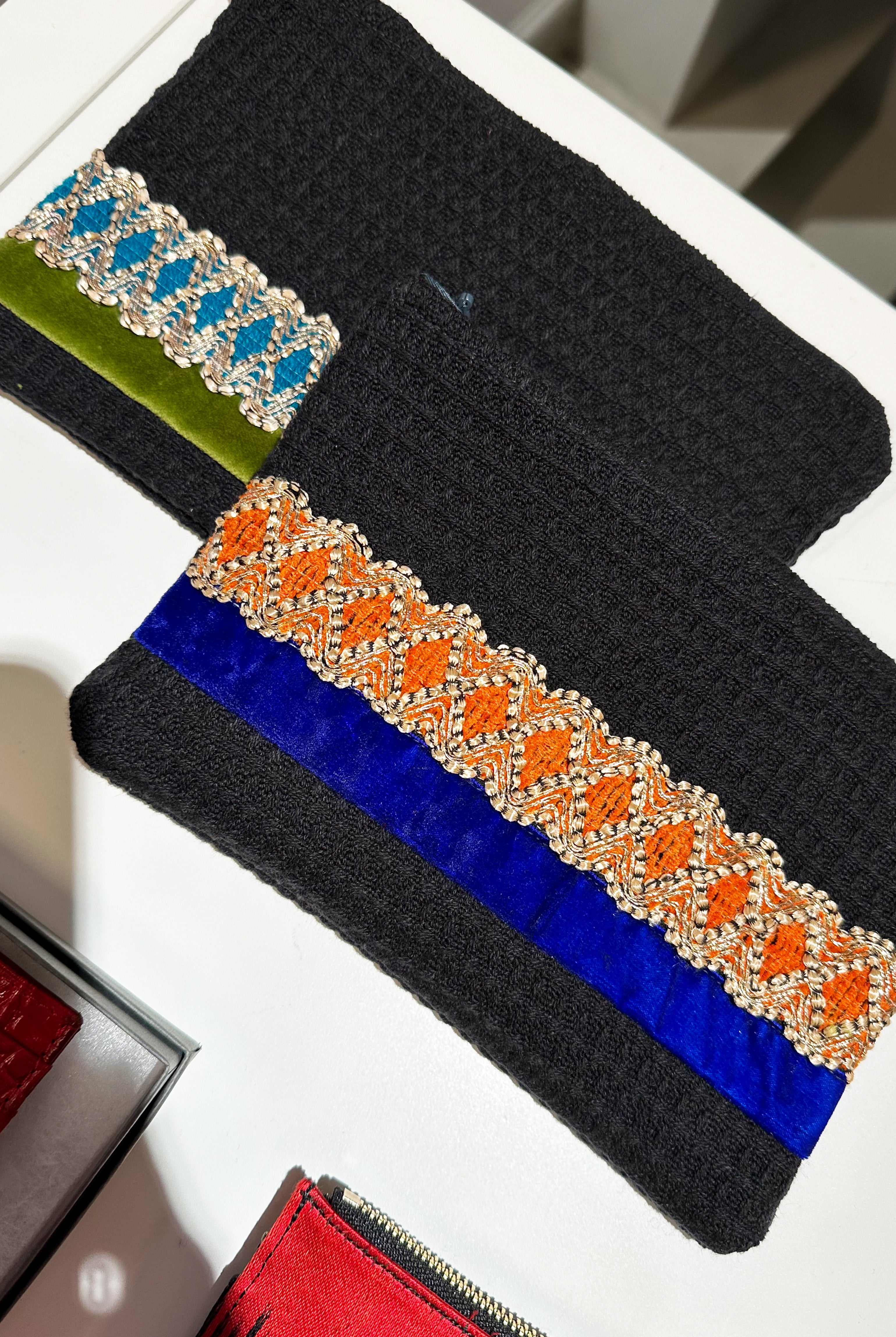 Clutch Travel Makeup Bag orange blue gold green