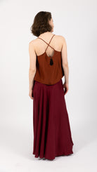 Rust Brown Silk Camisole Top scoop neck