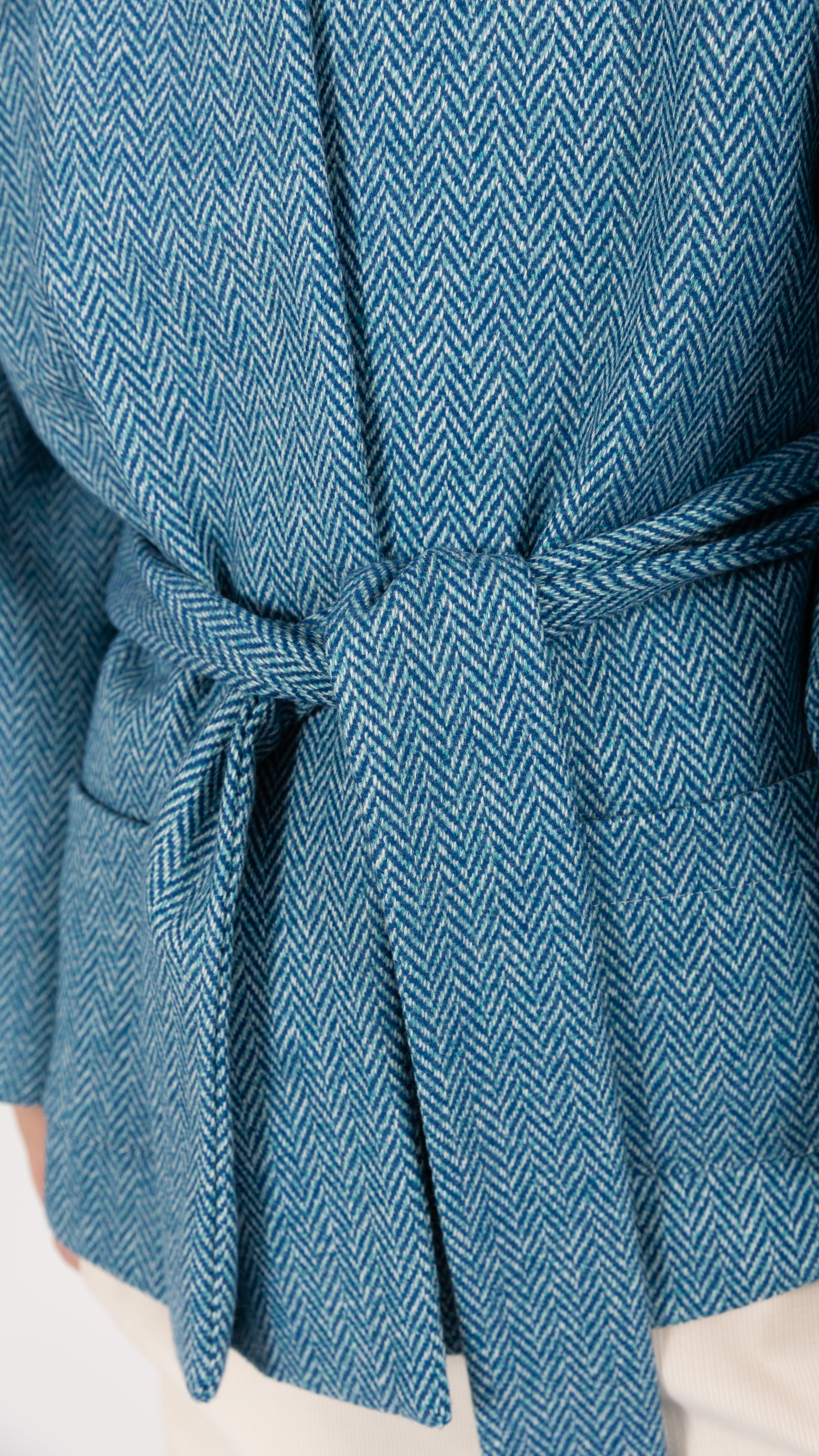 Herringbone Wool Cape blue Coat