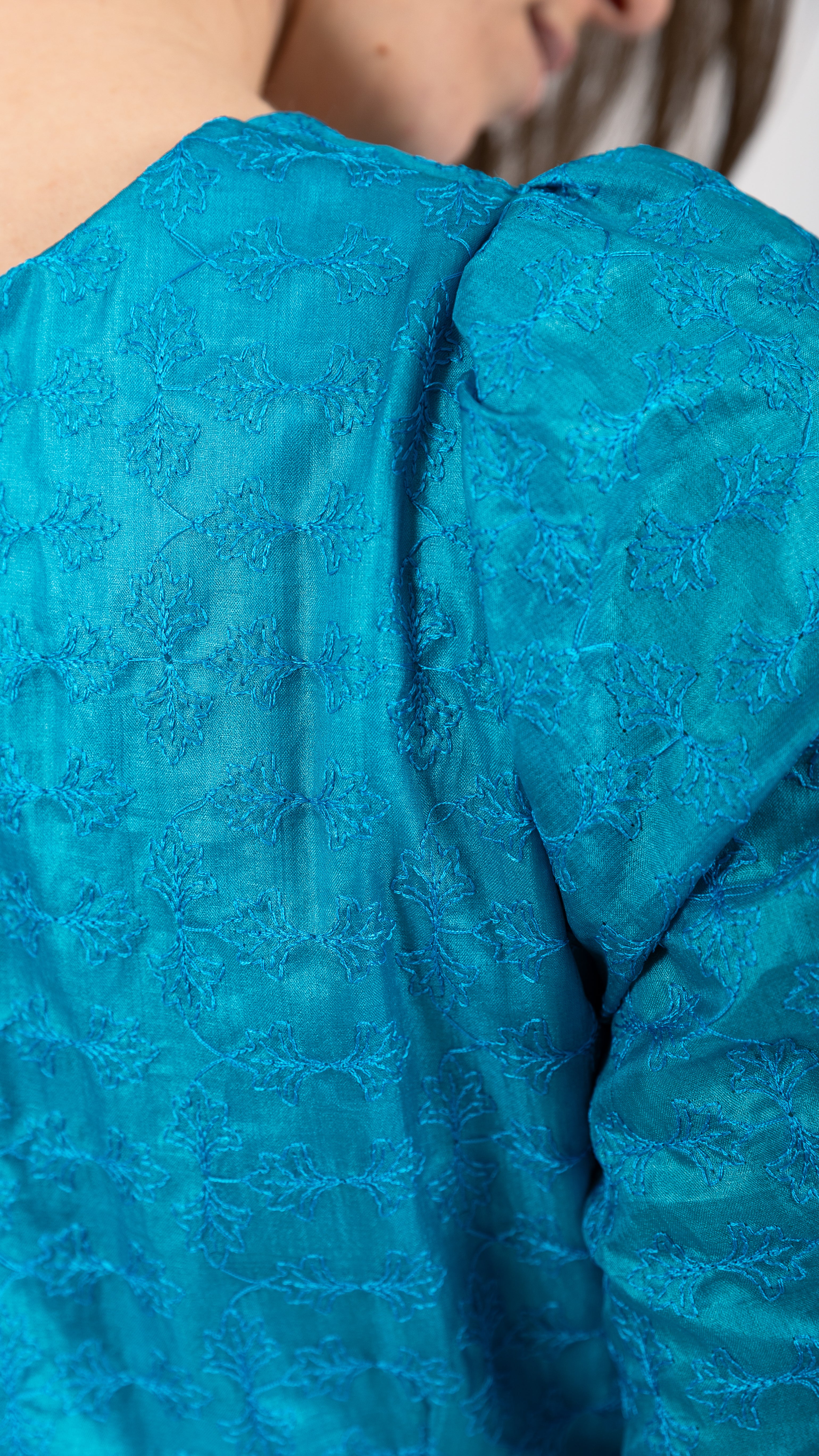 Silk Ruched Midi Dress Aqua Blue