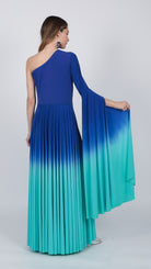 one shoulder Ombre gown Indigo Purple Turquoise