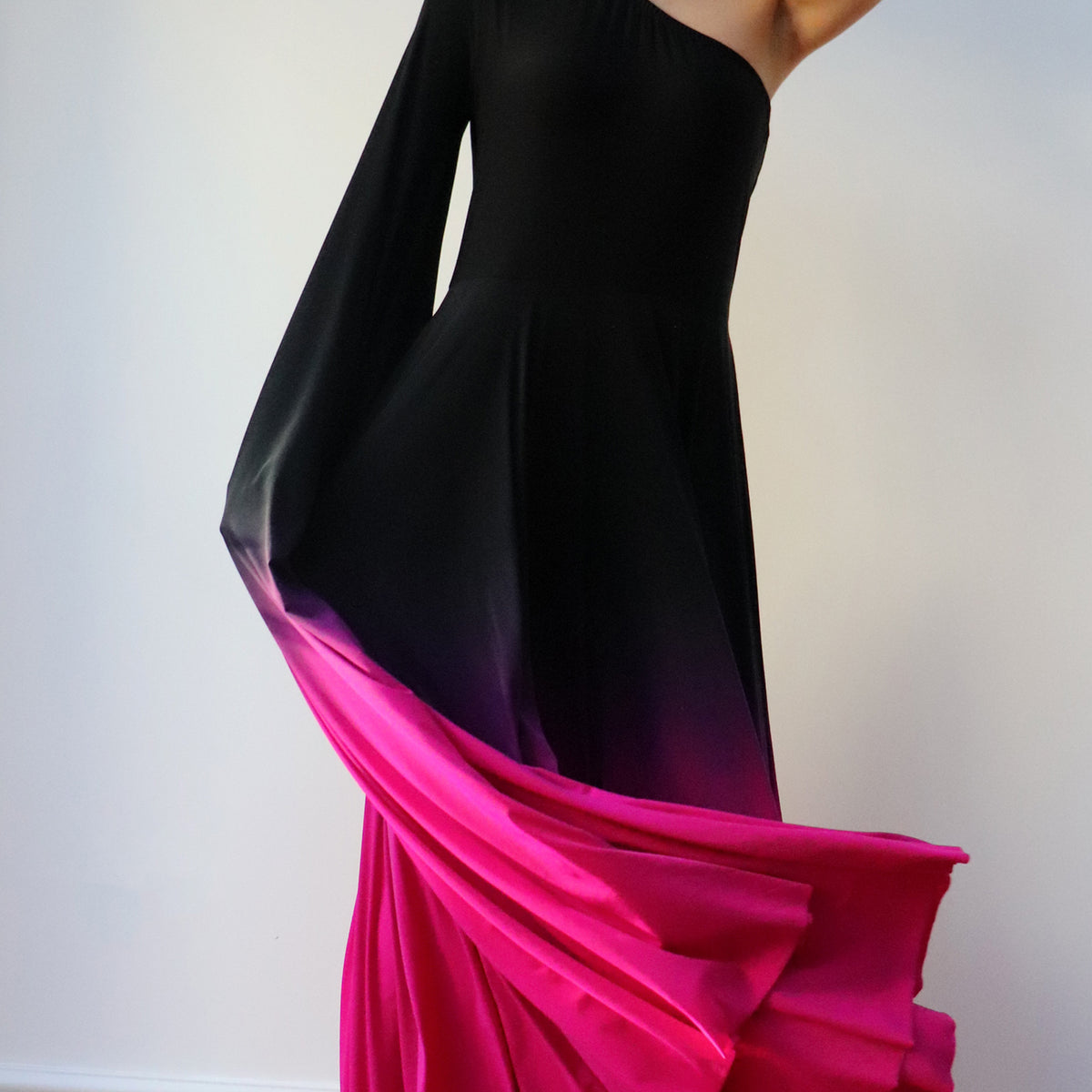 open lace back dress Ombre Gown Black/Fuschia