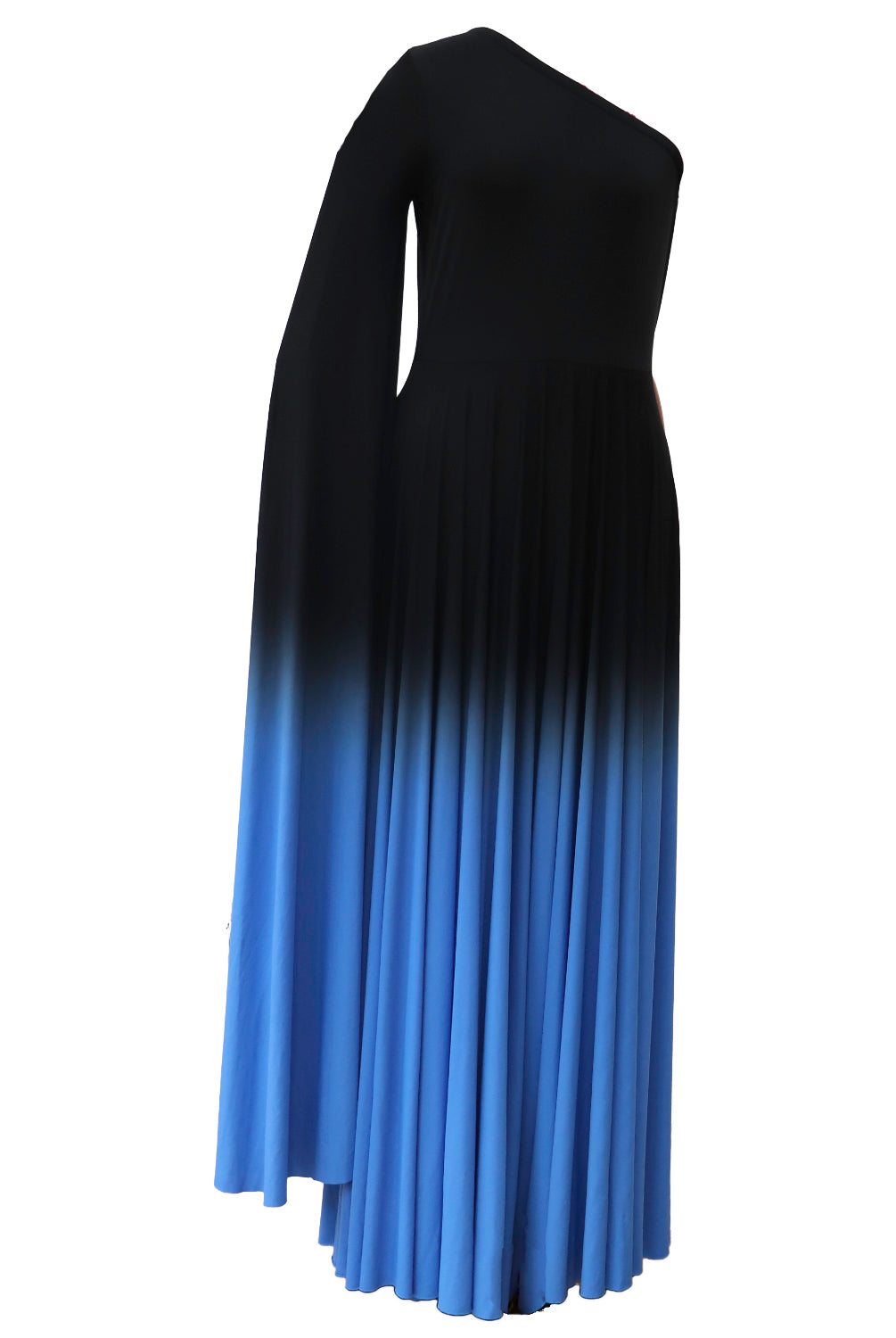 one shoulder Ombre Gown Black Blue