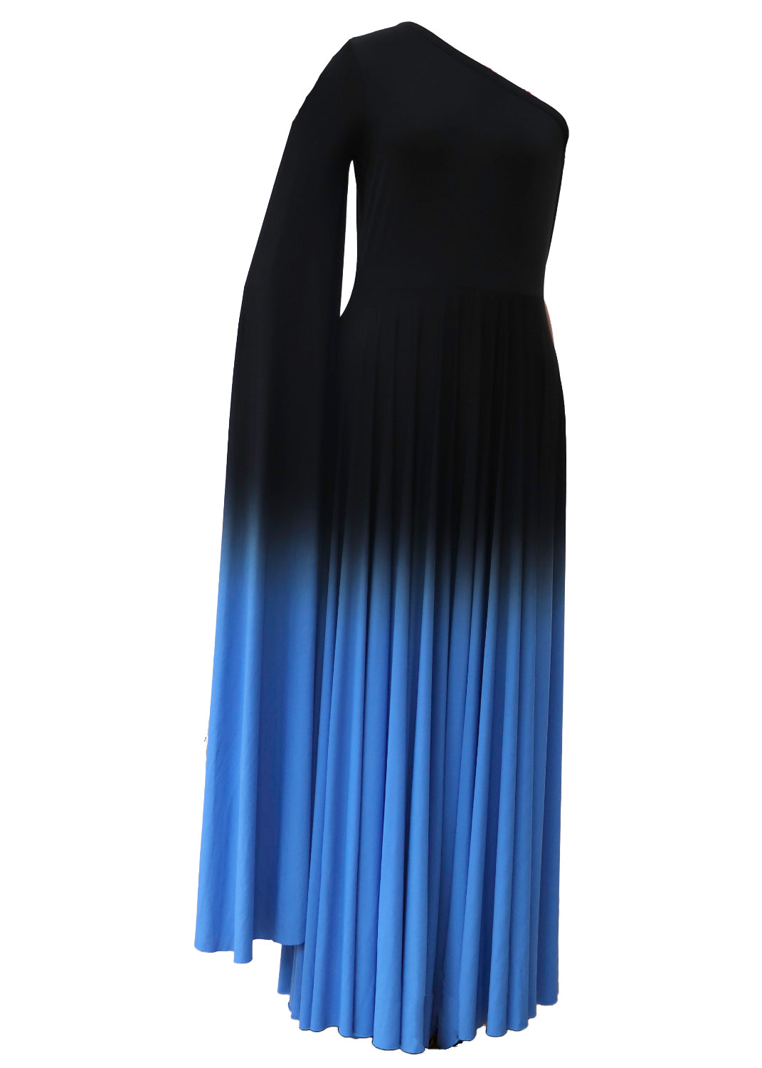 one shoulder Ombre Gown Black Blue