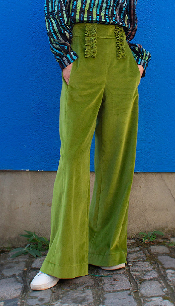 green velvet trousers