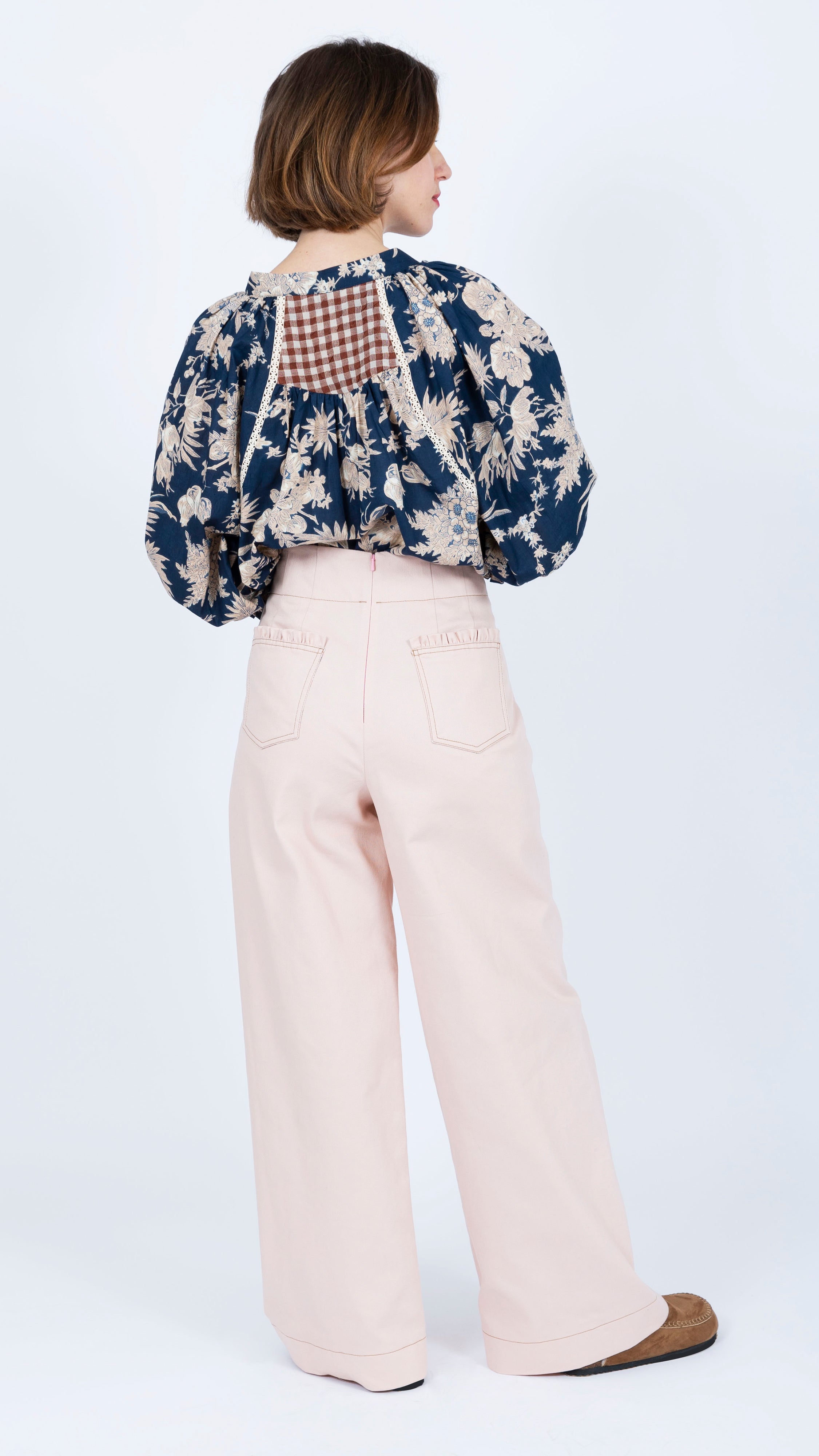 Kaftan Cotton Top Floral Print Gingham