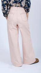 pink denim high waisted trousers 