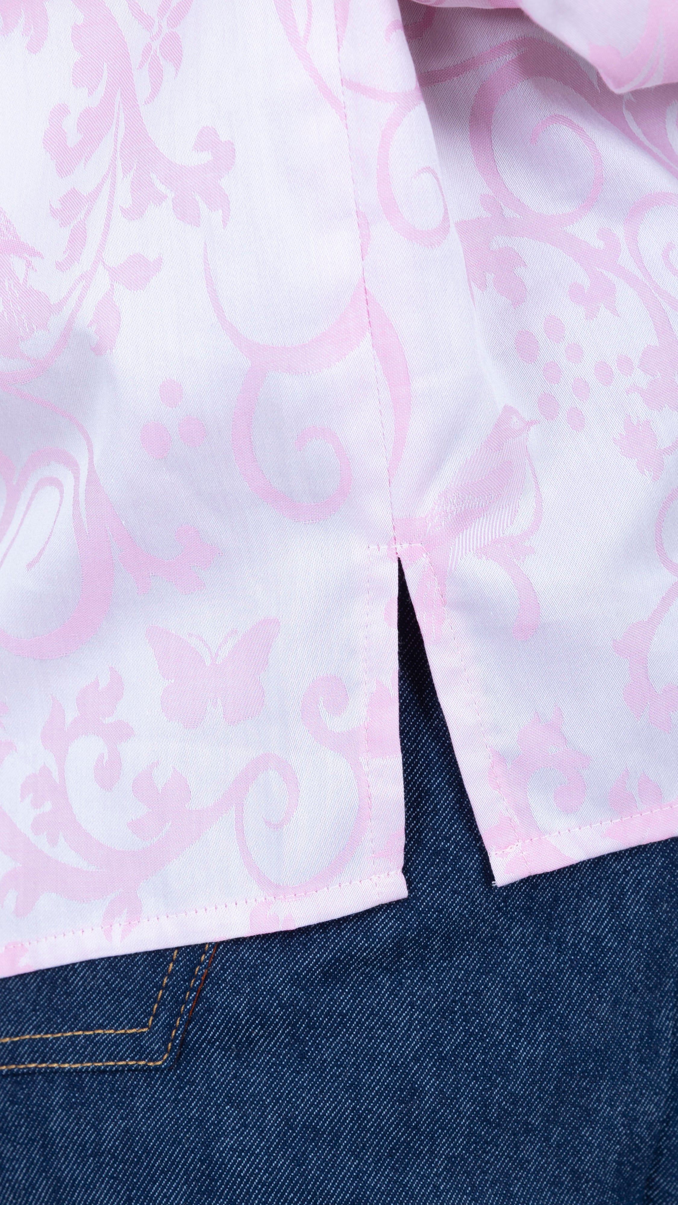 Cotton Brocade Double Cuff pink shirt 