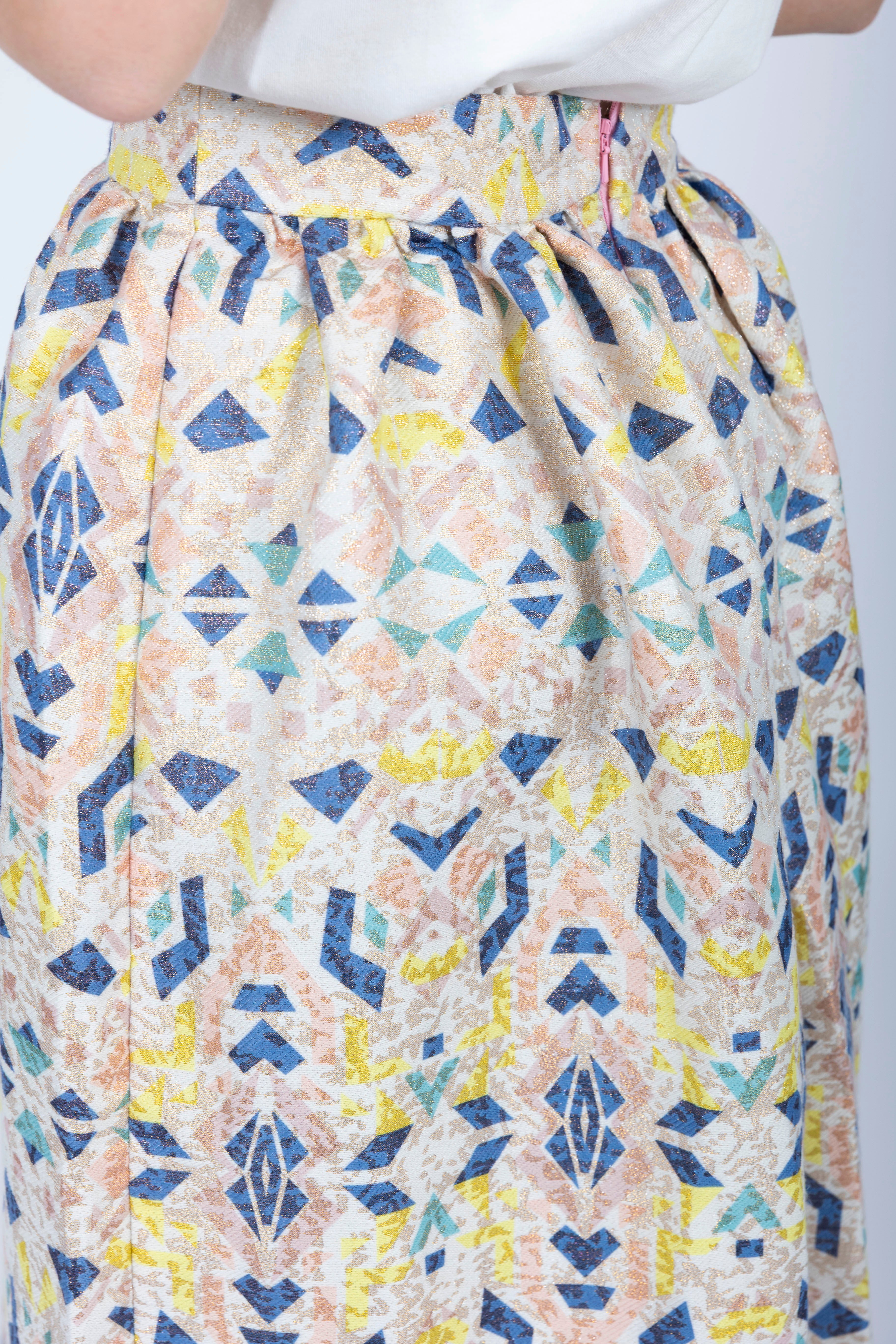 geometric shimmer maxi skirt 