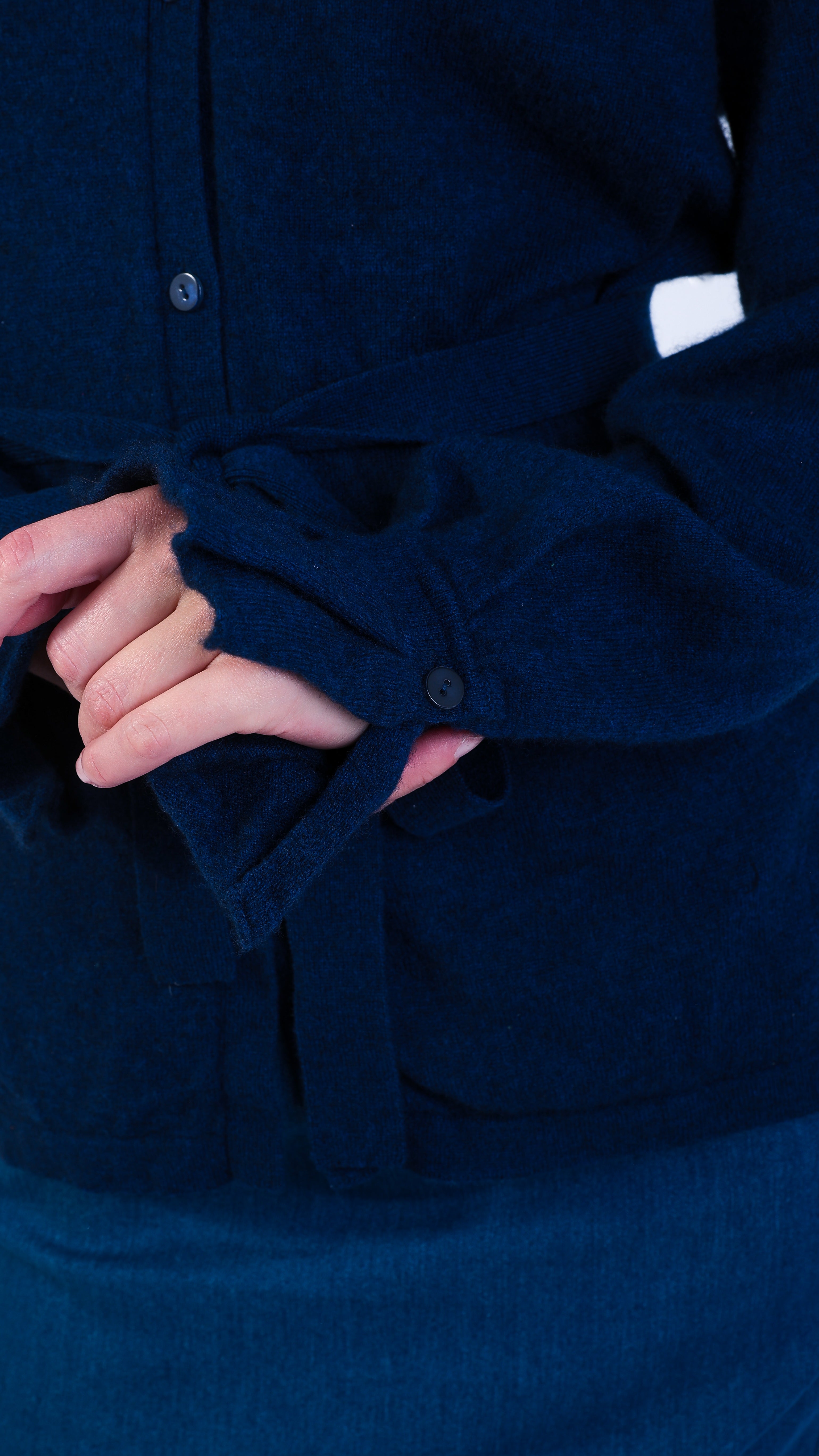 cashmere wool Collared Shirt Cardigan Blue 