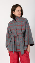 Check Wool Cape Coat