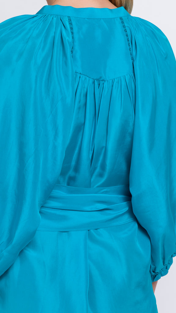 turquoise silk kaftan dress