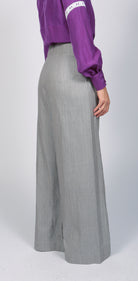 high waisted grey silk pant for women