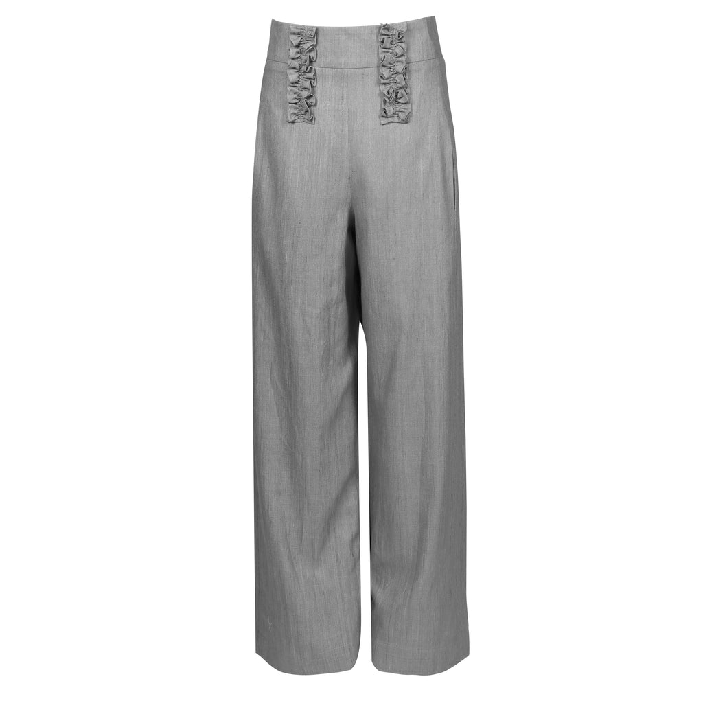 hhigh waisted grey silk pant for women