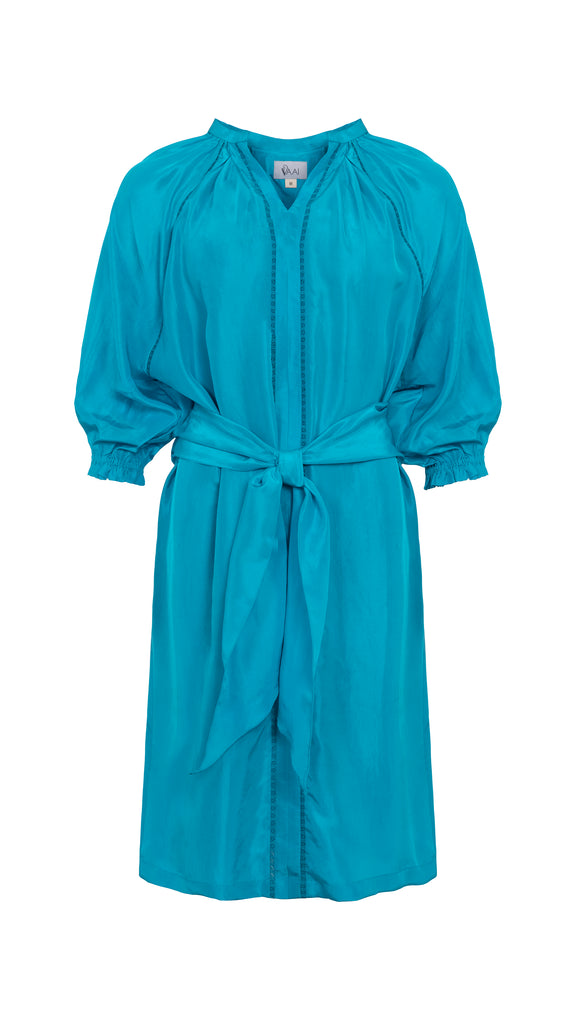 turquoise silk kaftan dress